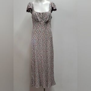 Wild Fable Flutter Cap Sleeve Maxi A-Line Dress Off-White Floral Women's Medium